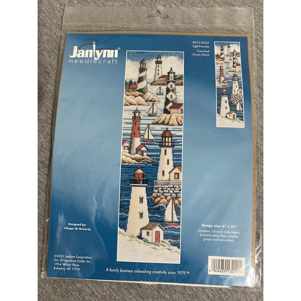 Janlynn Lighthouses Counted Cross Stitch Kit 6x21 Coastal Scenic Needlecraft New